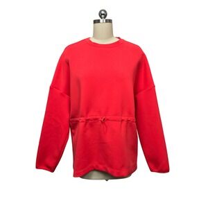 Sweaty Betty London Bright Coral Drawstring Hem‎ Sweatshirt Top Women's Medium